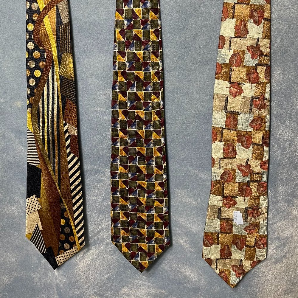 Bundle of 3 100% Silk Used Neckties Made in the USA